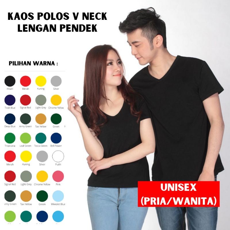 Kaos Polos Pendek V Neck Wanita Kaos Deker Pendek Kaos V neck L XL XXL JUMBO - SERI 2