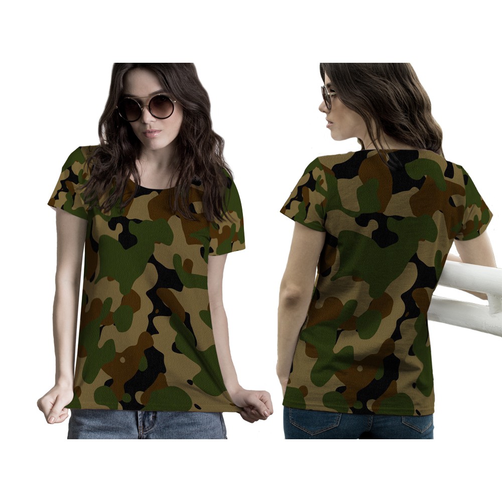 [Riashop] Kaos ARMY CAMOUFLAGE | Kaos ARMY CAMOUFLAGE Wanita | Kaos Army Lengan Panjang - FS