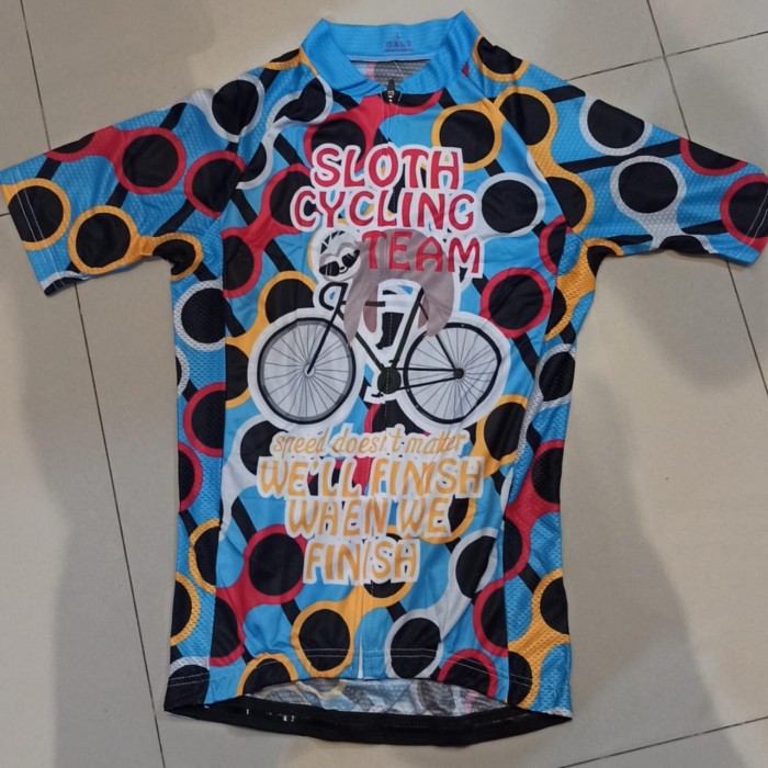 Jersey Sepeda Roadbike Wanita SLOTH CYCLING TEAM - DOT BLUE