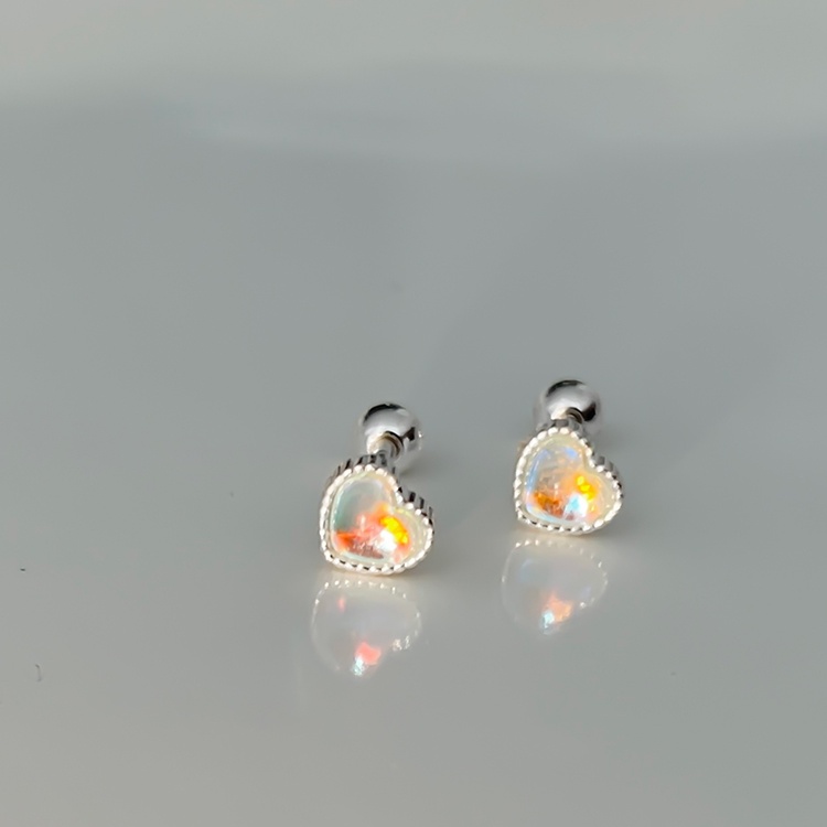 Anting Stud Mini Bentuk Hati Warna-Warni Bahan S925 Silver Anti Alergi Untuk Wanita