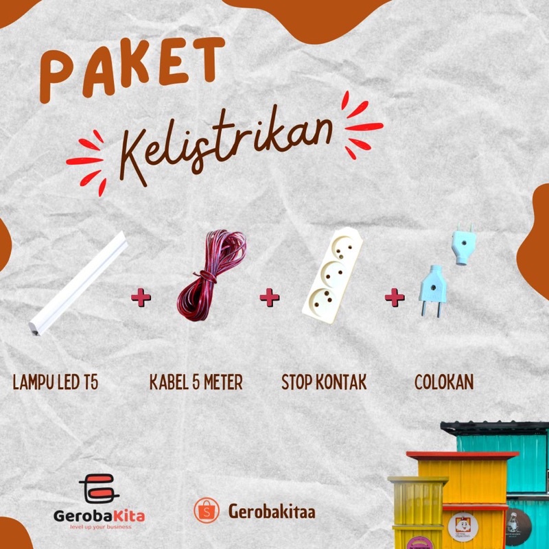 Paket Kelistrikan booth container / booth semi container / meja booth