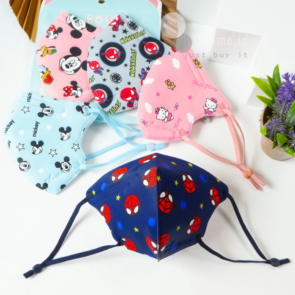 Oname.id Masker Baby Motif (Isi 1pcs) Masker Bayi Anak 3ply Kain Halus Bisa Dicuci Tali Adjustment I