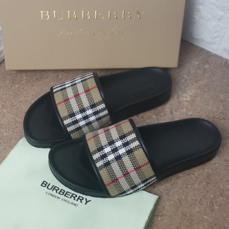 sandal pria burberry mirror quality sendal cowok selop slide flat