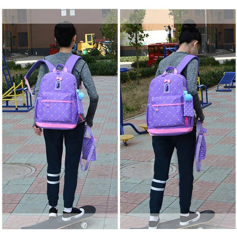 Tas Ransel Anak_Tas Ransel Cewek_Tas Sekolah_ Tas Sekolah Anak_Tas 4 IN 1Motip Sinderela