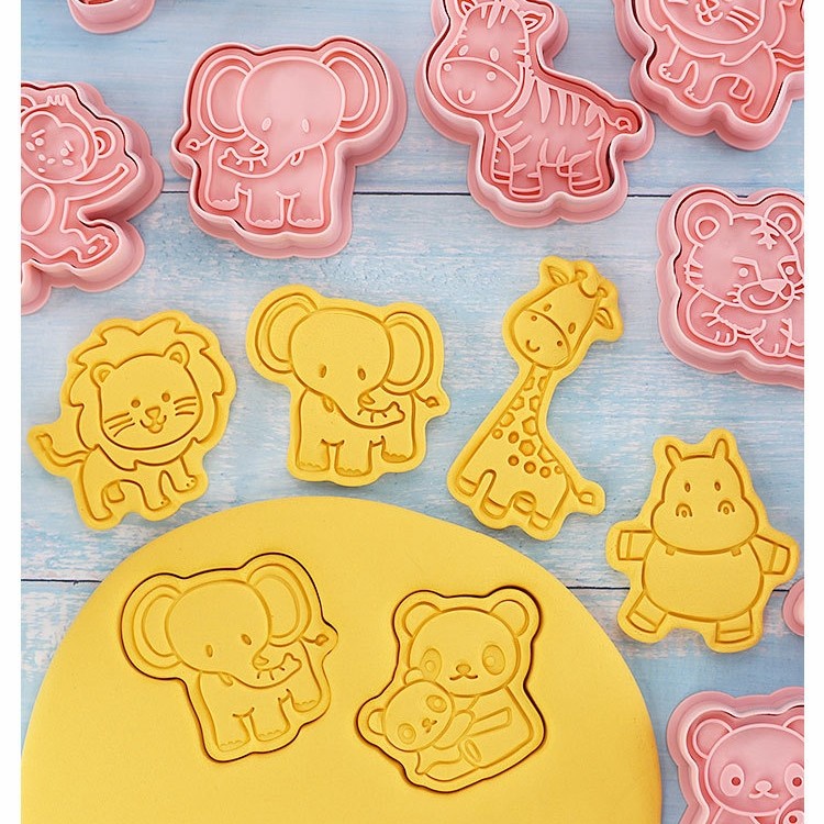 set 8pcs Plastic Cookie cutter press- cute Animal Zoo / cetakan kue kering