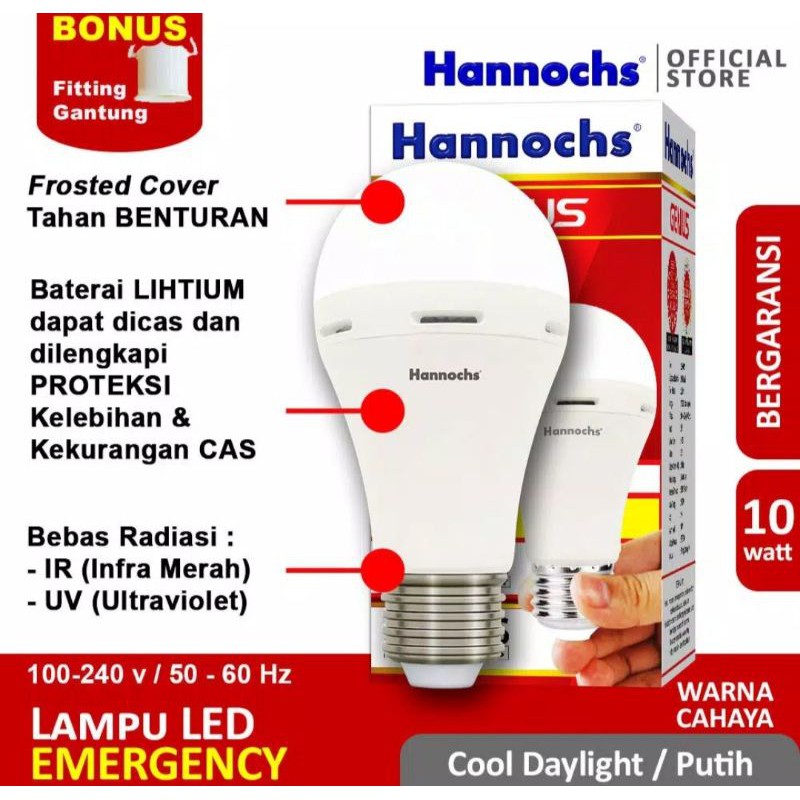 LAMPU EMERGENCY LED HANNOCHS GENIUS 10W 10WATT 10 W / LAMPU LED HANNOCHS GENIUS 10W 10WATT 10 W