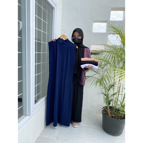 inner dress panjang bahan kaos tanpa lengan - iner gamis wanita manset dress