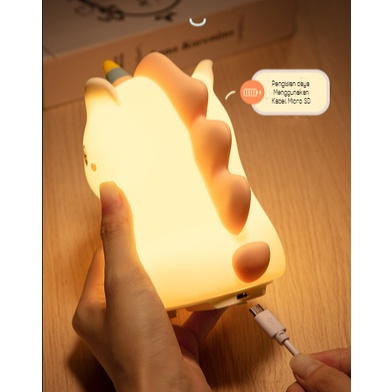 Lampu Tidur Silicone Unicorn Rechargeable Sensor Tap Night Light Lamp