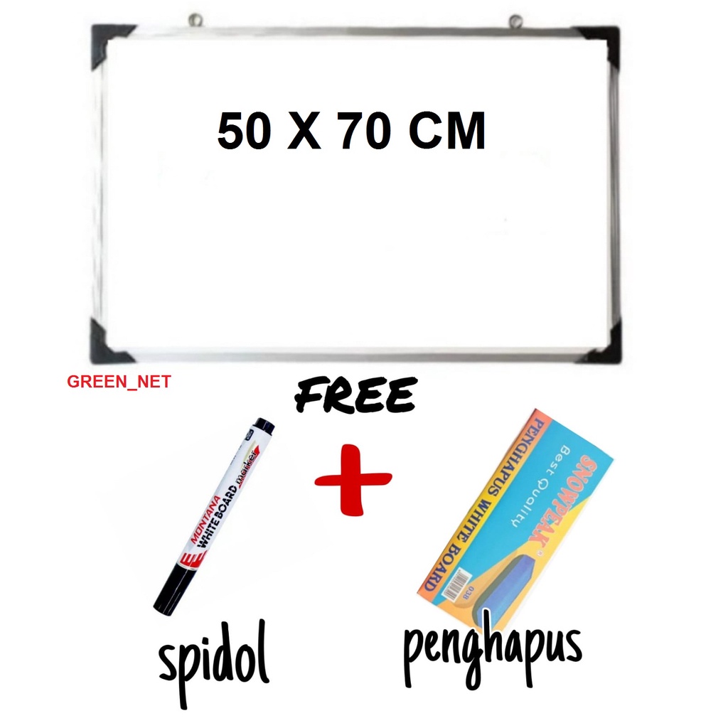 

(FREE SPIDOL DAN PENGHAPUS) Papan Tulis Spidol dan Kapur Whiteboard / Blackboard Ukuran 50X70 BACA DESKRIPSI!!!