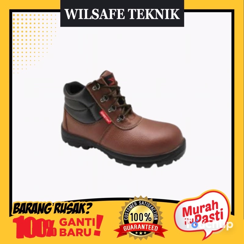 Sepatu Kerja PRIA COWO LAKI Proyek Safety Boots Shoes Cheetah Rebound 7106 Coklat Brown