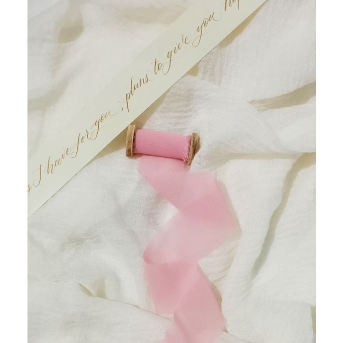 

ribbon in pink - wedding ribbon / calligraphy ribbon / vows ribbon / pita buket / pita vow / styling