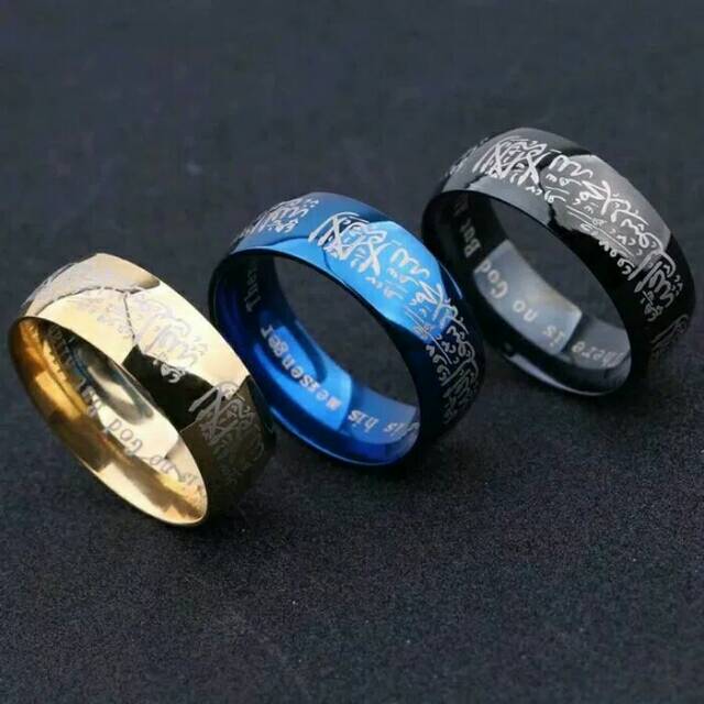 Cincin Titanium Model Kaligrafi Tulisan Arab Syahadat Shopee Indonesia