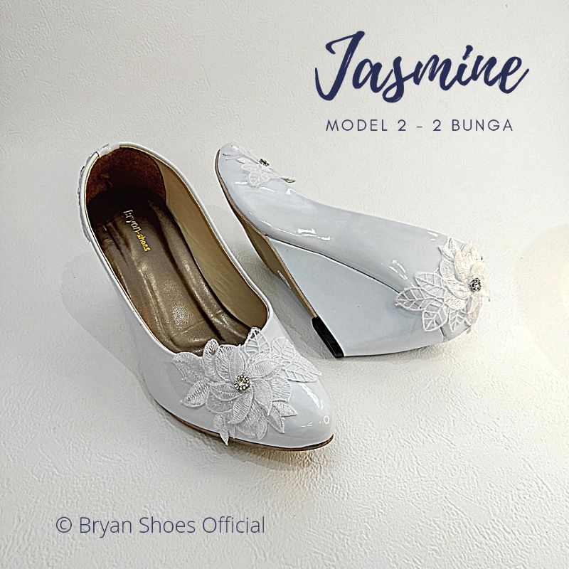 Bryan Jasmine Wedges Pesta Wedding Flower Bunga Lace Brukat Bigsize Jumbo Oversize 36-40 41 42 43