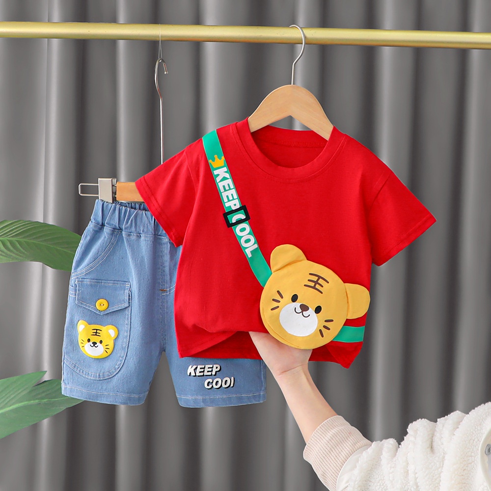 Setelan Anak Laki Laki COOL Baju Anak Set Kaos dan Celana Jeans Pendek 2 - 6 tahun Korean Style Import