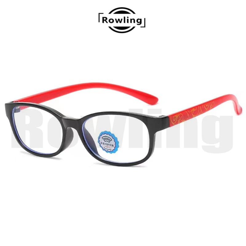 (Rowling)Kacamata Anak NewTrend/Fashion Anak Unisex Terbaru anti radiasi  Blue Light High Quality Import-Ka-92 Hitam/merah