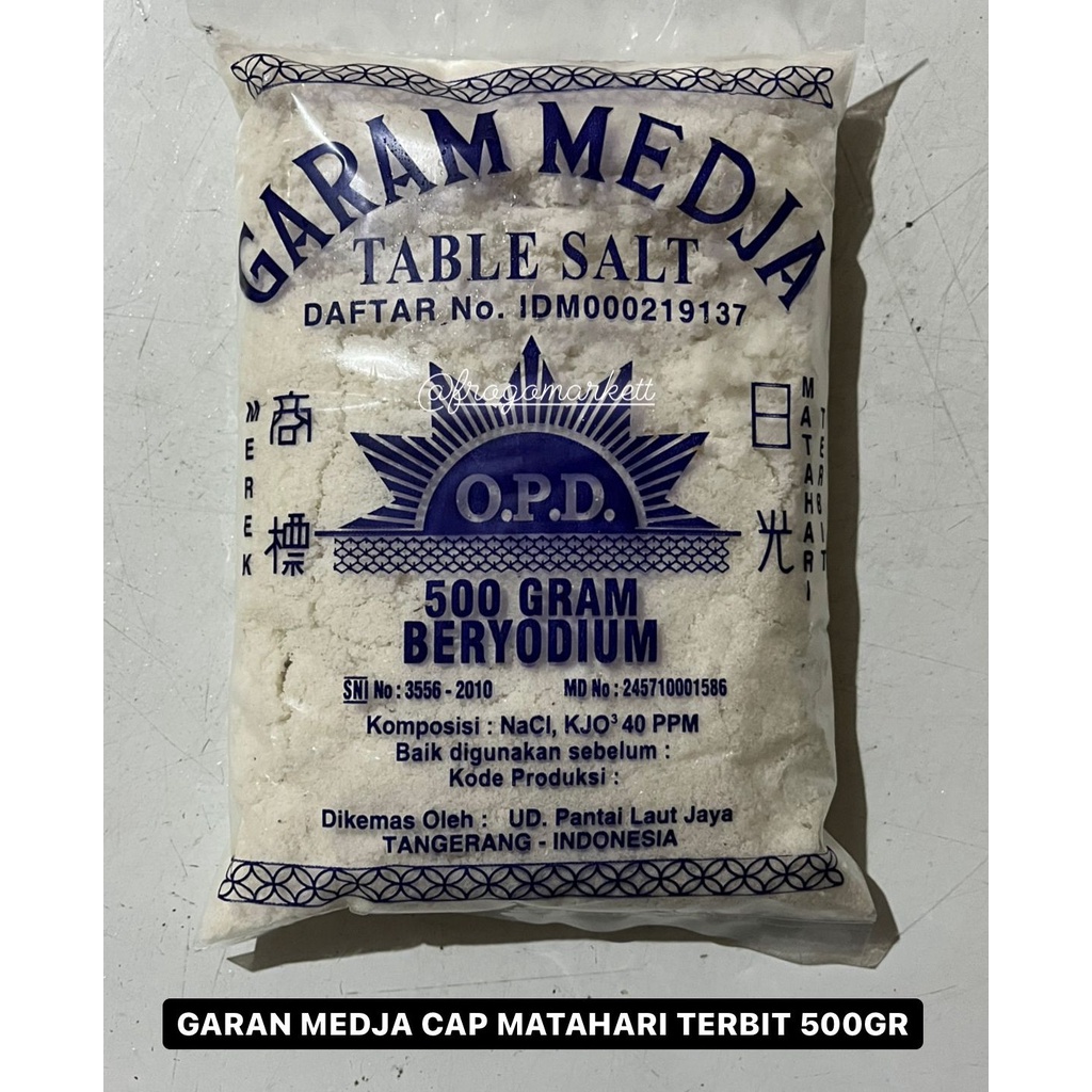 Garam Medja Opel Table Salt Beryodium Cap Matahari 500gr