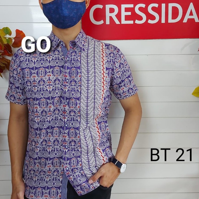 gos CRESSIDA KEMEJA BATIK Pakaian Pria Atasan Kemeja Hem Casual Slimfit Original Lengan Pendek Bagus