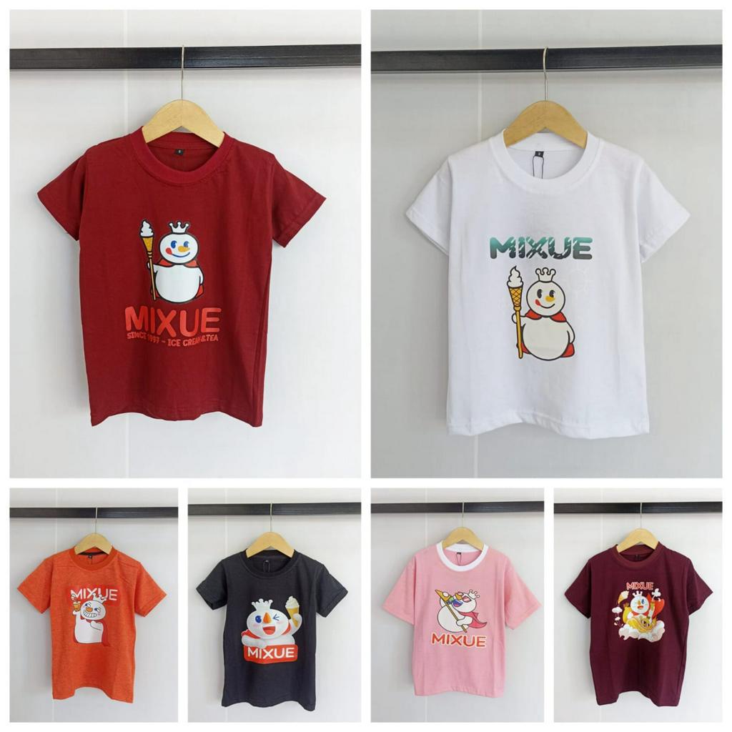 atasan kaos mixue viral anak laki perempuan 2 3 4 5 6 7 8 9 10 tahun