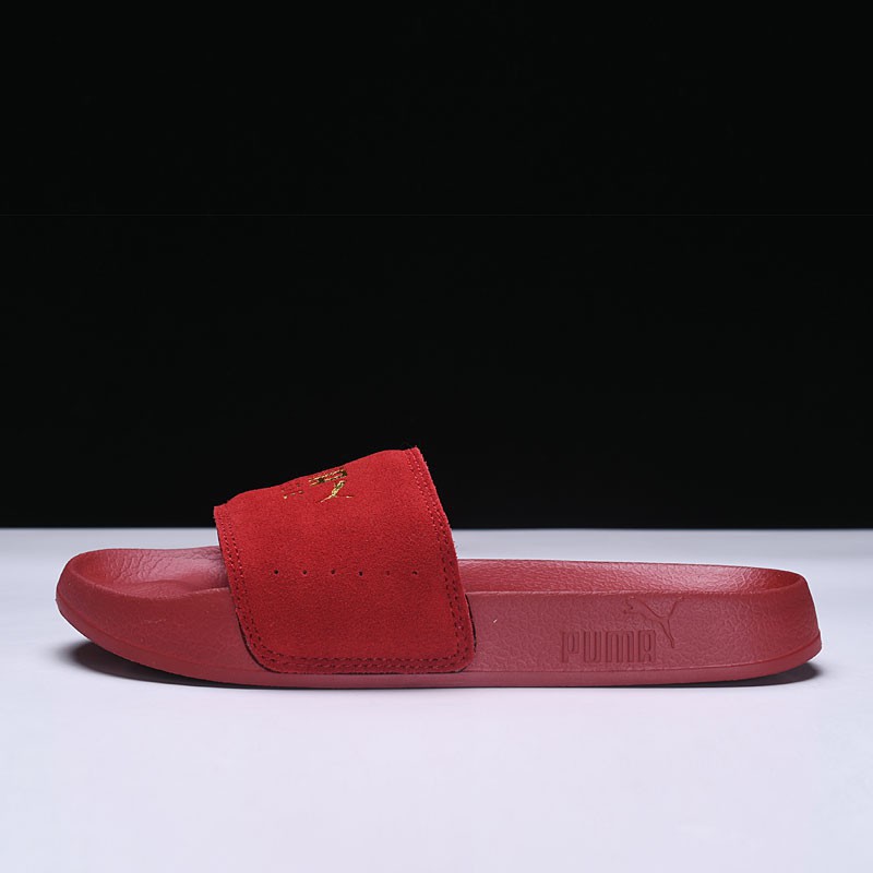 red puma sandals