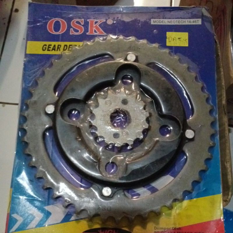 GEARSET GIRSET GIR GEAR SET GLPRO GL PRO NEO NEOTECH MEGA PRO LAMA 14 46T SPROCKET DEPAN BELAKANG-2