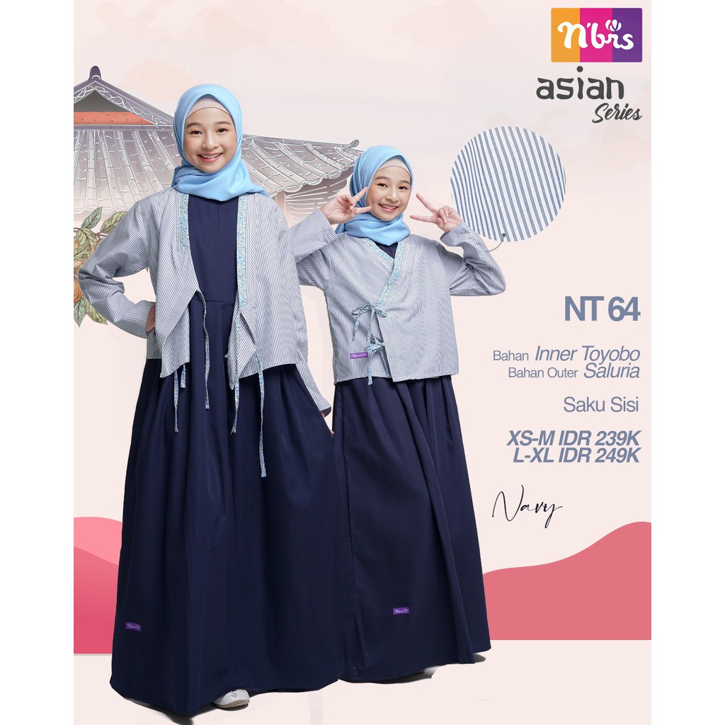NIBRAS TEEN NT 64 BAHAN TOYOBO INNER SALUR GAMIS ANAK REMAJA MUSLIMAH