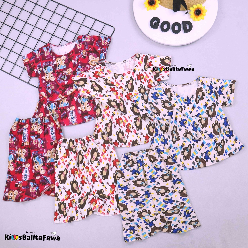 (MOTIF) Setelan Lolly Anak uk 1-2 Tahun / Atasan Bawahan Rok Kulot Perempuan Baju Harian Pakaian Cewek Murah