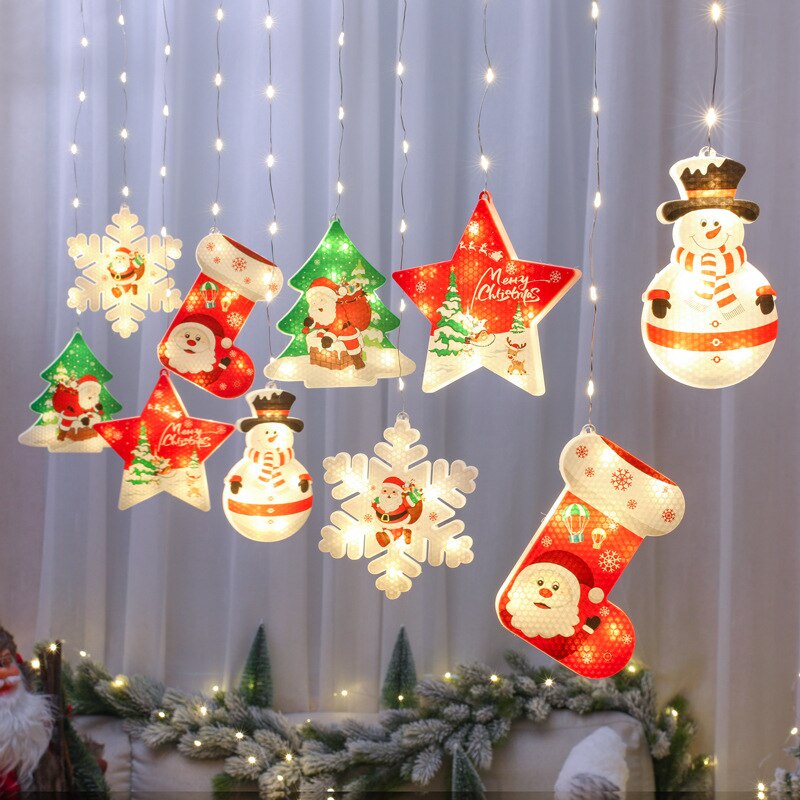 Lampu String 10 Led 1.65m Bentuk Boneka Santa Claus Untuk Dekorasi Pohon Natal