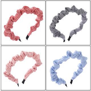 Headband Motif Kotak  Kotak  Gaya  Korea  Untuk  Aksesoris 