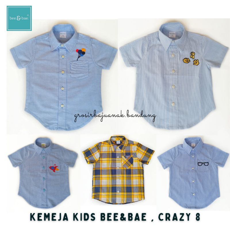 KEMEJA KIDS LENGAN PENDEK MIX BRAND ( BEE&BAE, CRAZY 8 ) /PEMBELIAN GROSIR HARGA LEBIH MURAH