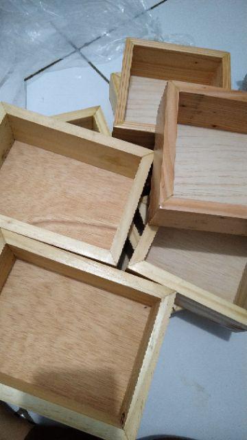 15x15cm Kotak Seserahan Hantaran Kayu Murah Unik Vintage Jati Belanda Box Kayu