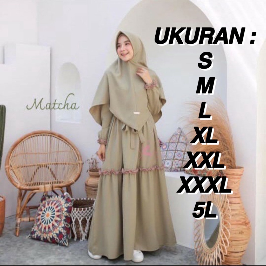 5L XXXL XXL XL L M S | HANIYAH SYARI + KERUDUNG | SYARI JUMBO BIG SIZE CANTIK