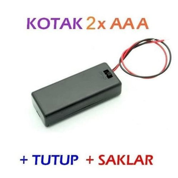 2x AAA Battery Holder Baterai Case Batere Box Kotak Tutup Saklar Kabel