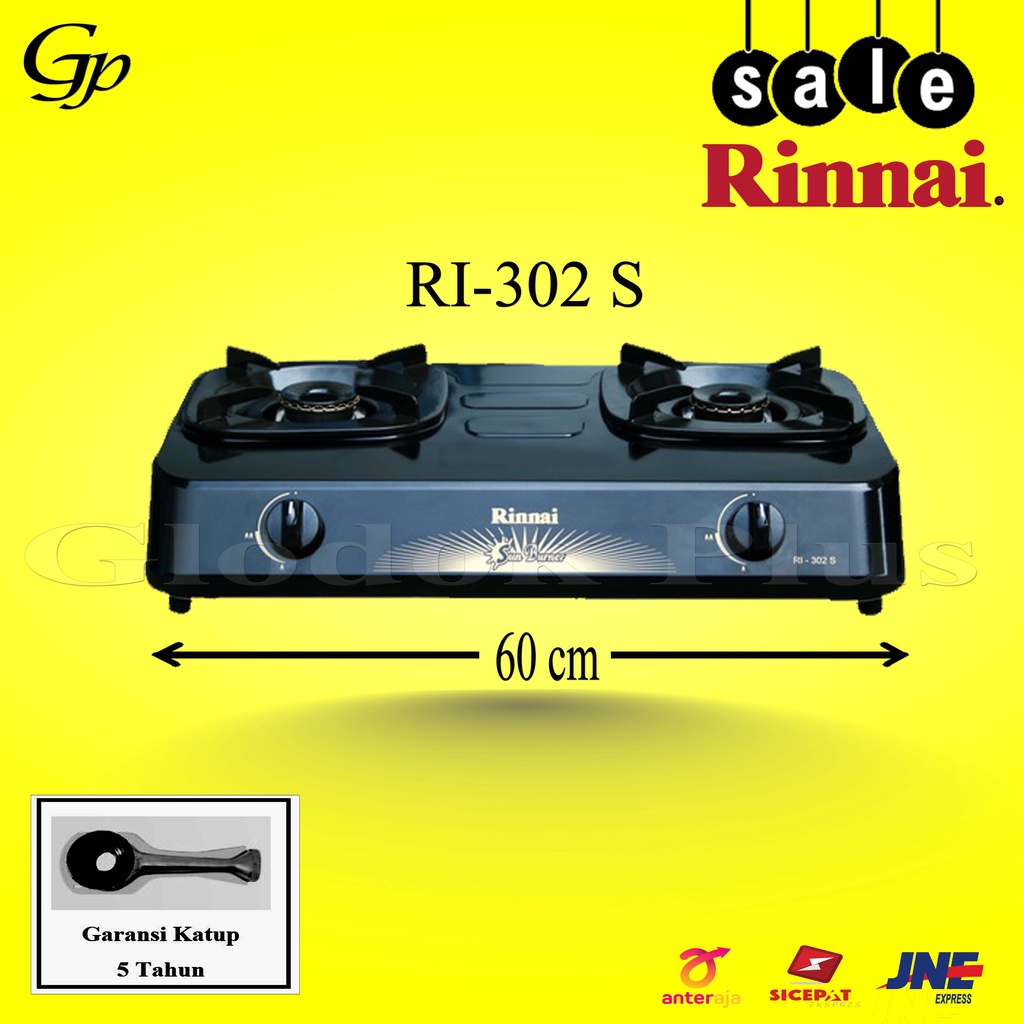 Rinnai RI-302S Kompor Gas 2 Tungku Teflon ri 302 s rinai ri302s garansi resmi I