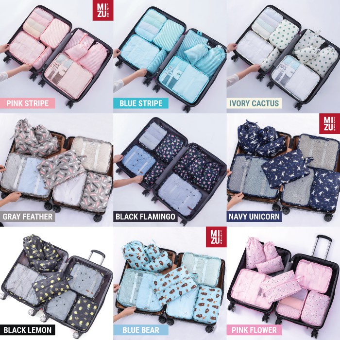 SECRET POUCH Travel Packing Cubes 8in1 Bag Organizer Tas Koper MOTIF-7