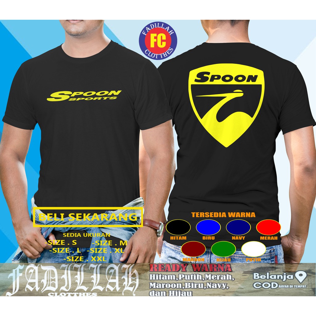 Kaos Baju Spoon Sports Logo Velg Pelek Mobil Racing Otomotif