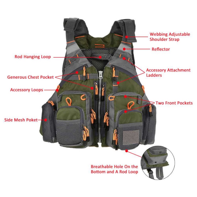 Rompi Pancing Slot Pelampung Keamanan Fishing Life Jacket Multi Slot