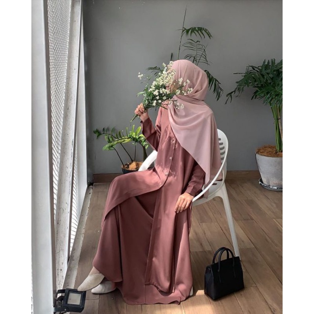 MSB371 One Set Long Tunik Midi Nedalia Wollpeach Premium