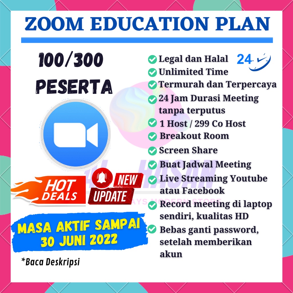 Zoom Premium Pro Akun Unlimited 100 300 Peserta Termurah + Label Pengiriman