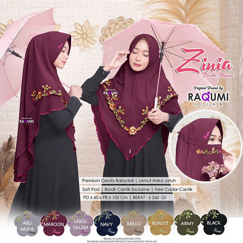 ZINIA BORDIR KHIMAR BY RAQUMI HIJAB