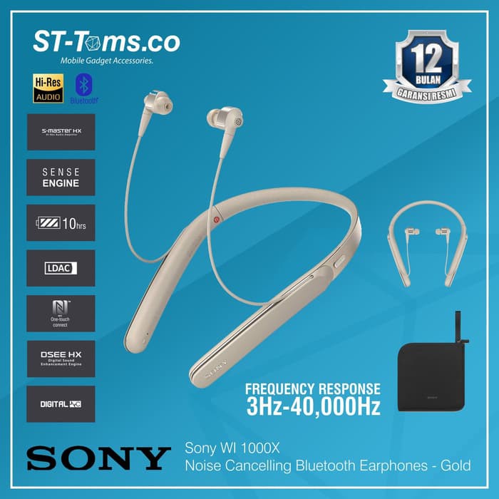 Sony WI 1000X / WI1000X Noise Cancelling Bluetooth Earphones - Gold