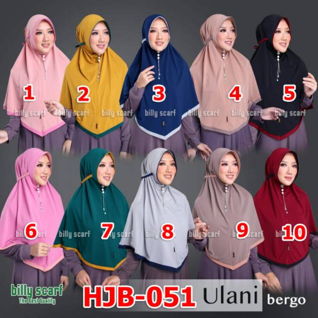 Jilbab instan Ulani merk Billy scarf ori jumbo