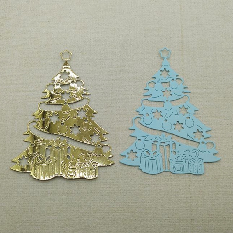 Cetakan Stensil Cutting Dies Motif Pohon Natal Bahan Metal Untuk Scrapbook / Craft DIY