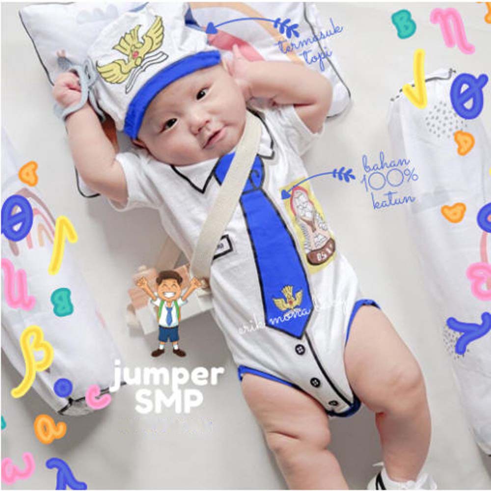 JUMPER BAYI LUCU BAJU BAYI KARAKTER SERAGAM SEKOLAH SMP