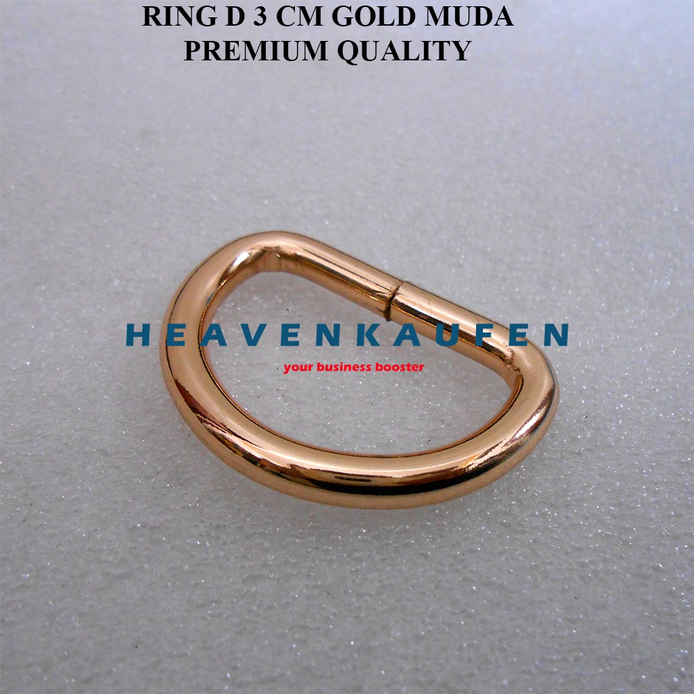 Ring D Tas 3 cm Gold Muda / Emas Muda Tebal 4,5 mm Kualitas Premium