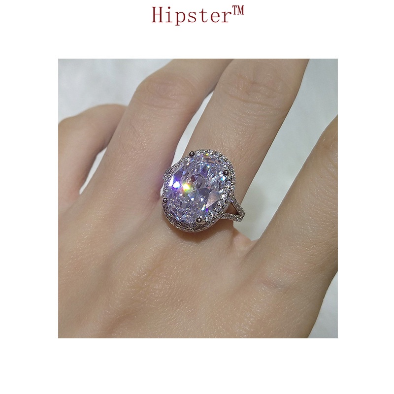 Best Selling Fashion Elegant Luxury Inlaid White Crystal Oval Ring