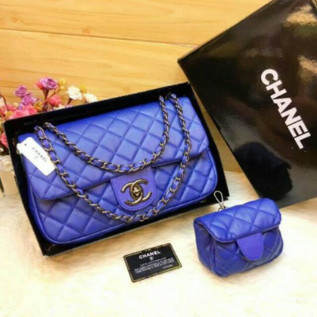 Tas Wanita Mom & Kid Chanel Cocok Untuk Jalan Jalan Kerja Kuliah Polos Warna Biru
