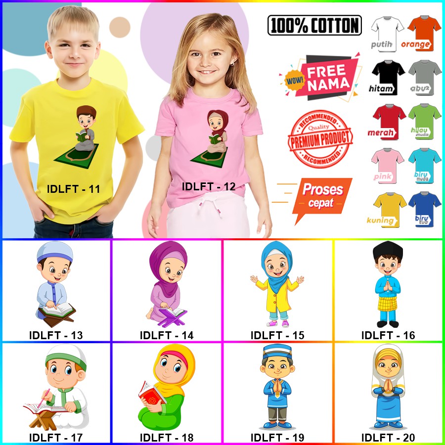 Baju Kaos ANAK DAN DEWASA LEBARAN IDUL FITRI COUPLE (FREE NAMA)