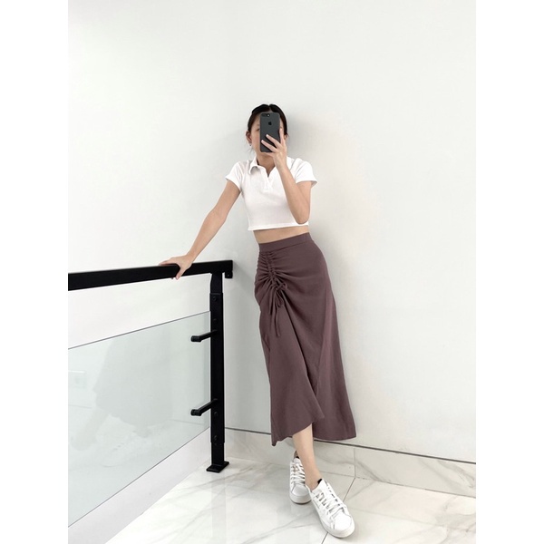 FC - Rok Serut Casual Korean Look - Midi Maxy Skirt - Rok Wanita Korean Terbaru