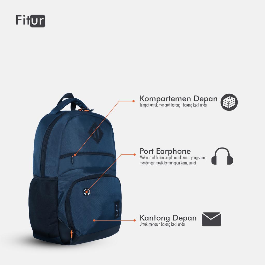 Tas Ransel Pria Wanita Backpack Gendong Punggung Sekolah Kerja Kuliah Hangout Travelling Original Urban Spld Navy