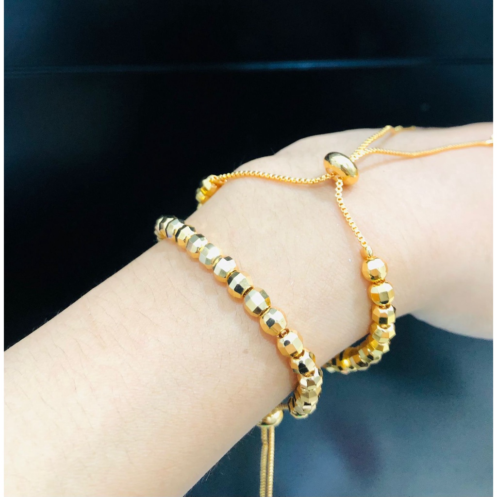 Gelang Serut Bola Bola emas - Gelang Tangan Lapis Emas